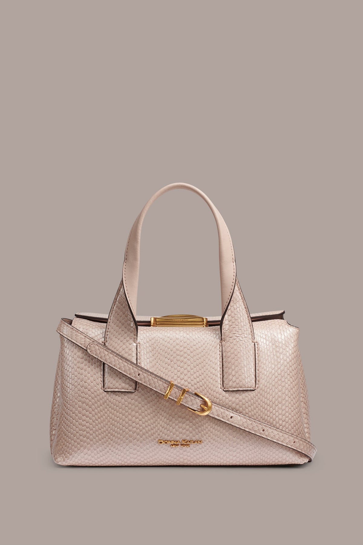Donna Karan AMAGANSETT SNAKE-EFFECT LEATHER SATCHEL BAG