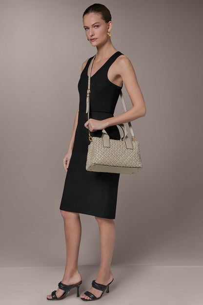 Donna Karan AMAGANSETT WOVEN LEATHER SATCHEL BAG