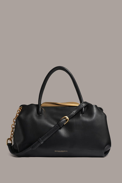 Donna Karan POPLIN LEATHER SATCHEL BAG