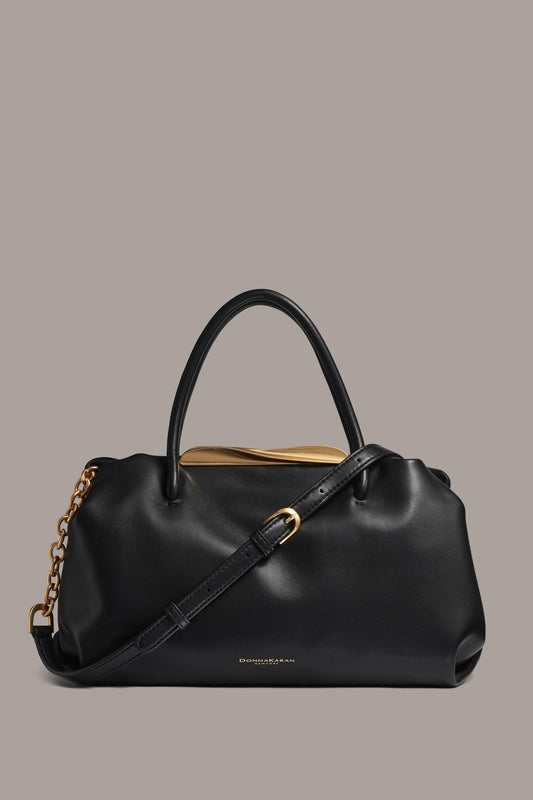 Donna Karan POPLIN LEATHER SATCHEL BAG