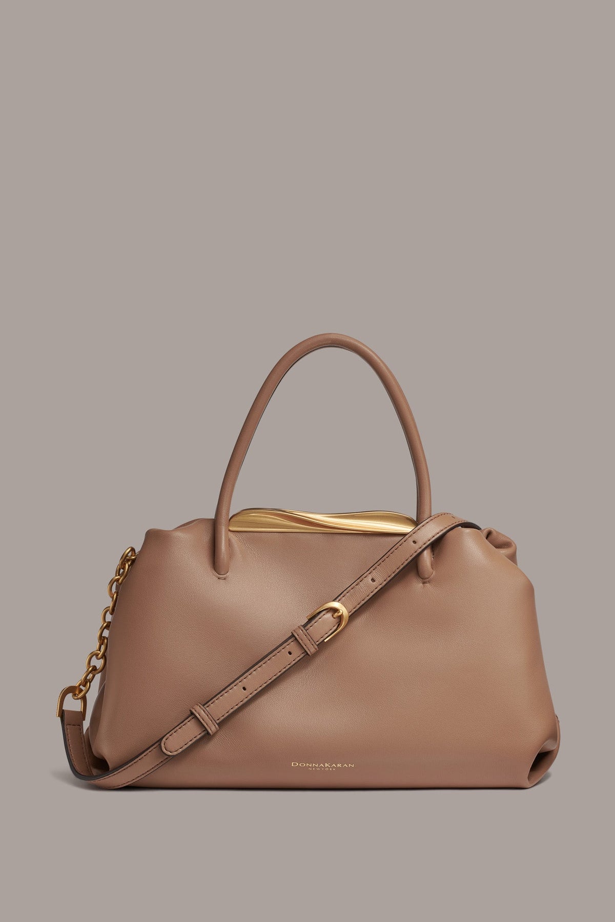 Donna Karan POPLIN LEATHER SATCHEL BAG