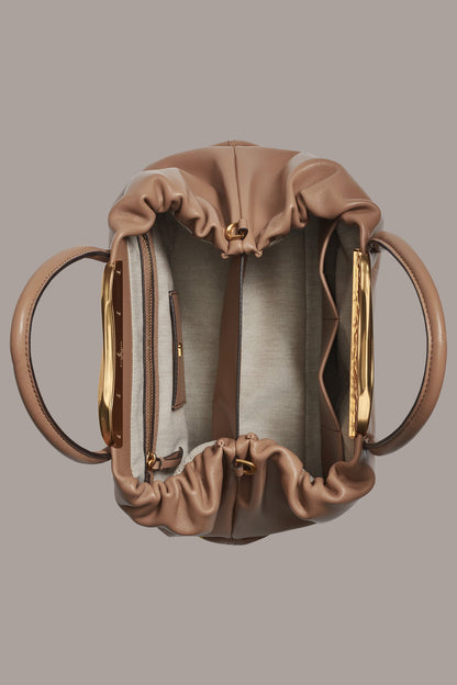 Donna Karan POPLIN LEATHER SATCHEL BAG