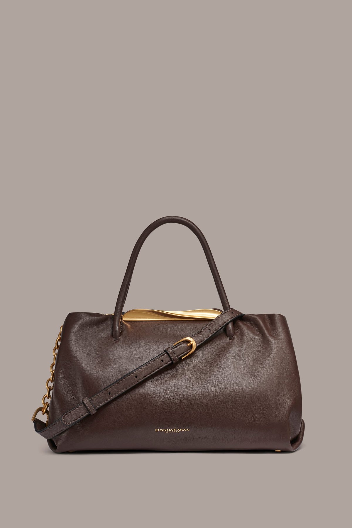 Donna Karan POPLIN LEATHER SATCHEL BAG