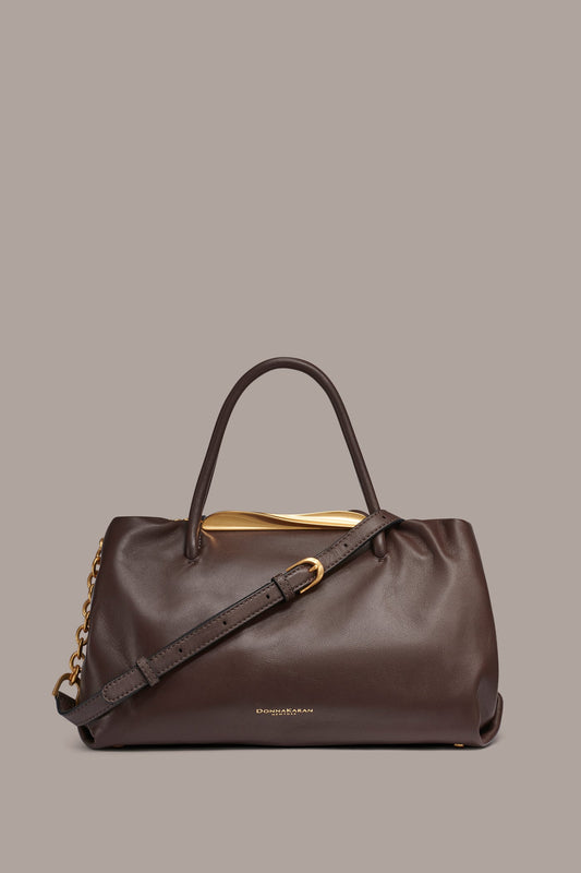 Donna Karan POPLIN LEATHER SATCHEL BAG