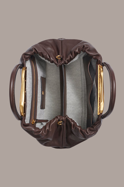 Donna Karan POPLIN LEATHER SATCHEL BAG