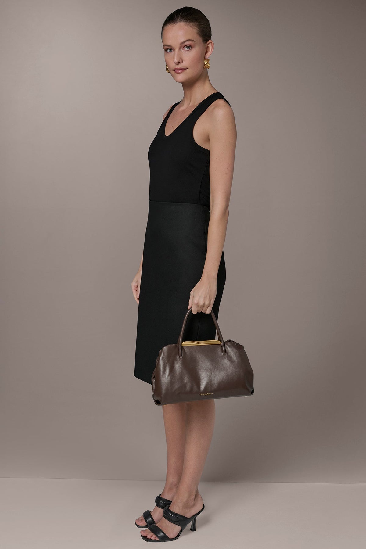 Donna Karan POPLIN LEATHER SATCHEL BAG