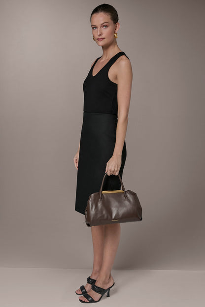 Donna Karan POPLIN LEATHER SATCHEL BAG