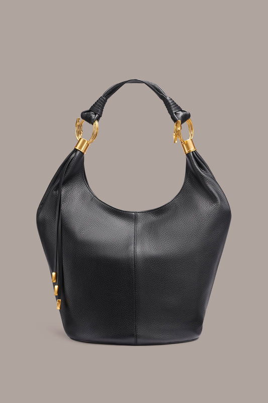 Donna Karan TARTAN LEATHER HOBO BAG