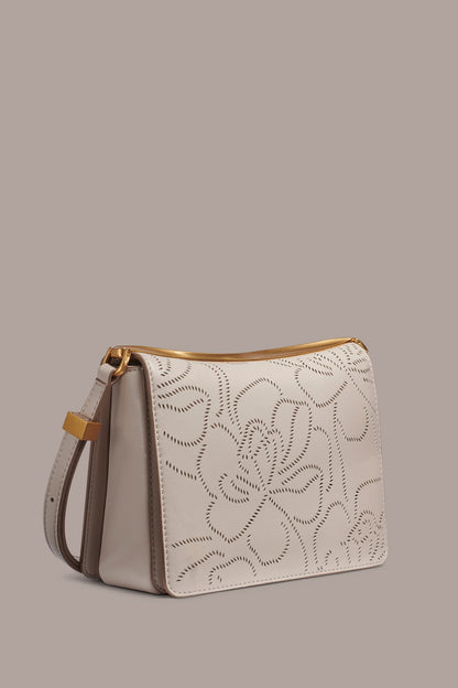 Donna Karan JERICHO FLORAL LEATHER SHOULDER BAG