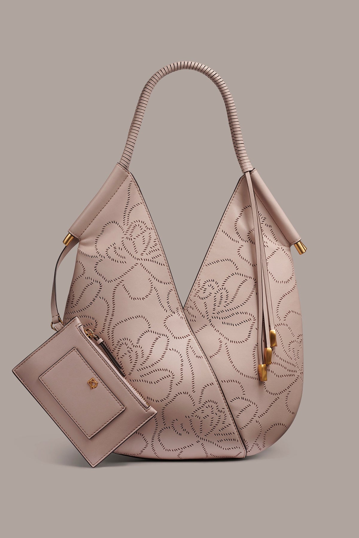 Donna Karan BALDWIN FLORAL LEATHER MINI SHOULDER BAG