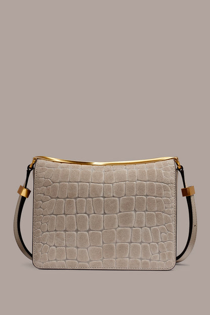 Donna Karan JERICHO CROC-EFFECT SUEDE SHOULDER BAG