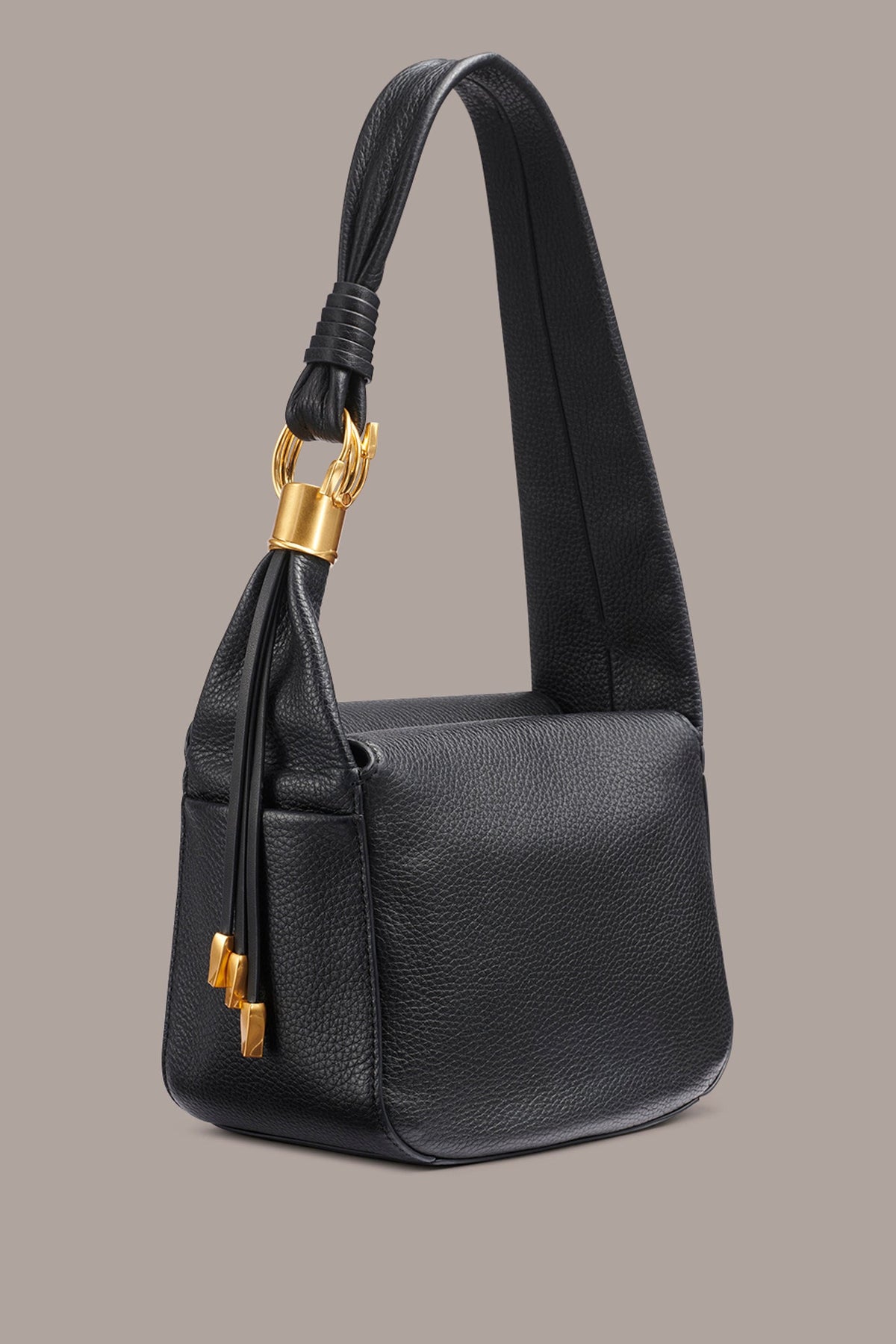 Donna Karan TARTAN LEATHER HOBO SHOULDER BAG