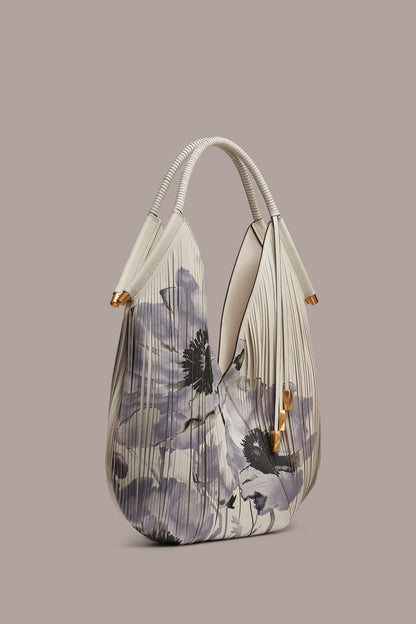 Donna Karan BALDWIN FLORAL LASER-CUT LEATHER LARGE SHOULDER BAG