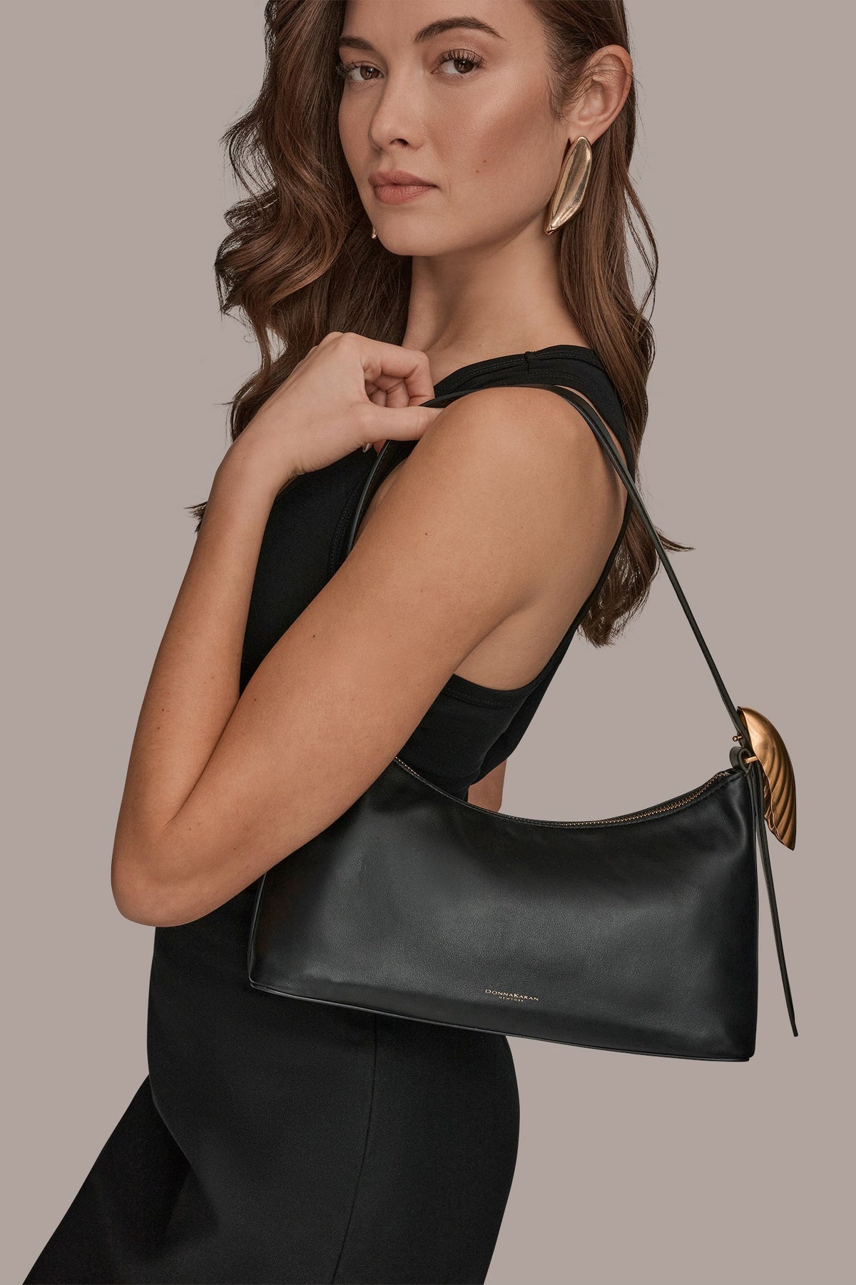 Donna Karan GEORGETTE LEATHER SHOULDER BAG