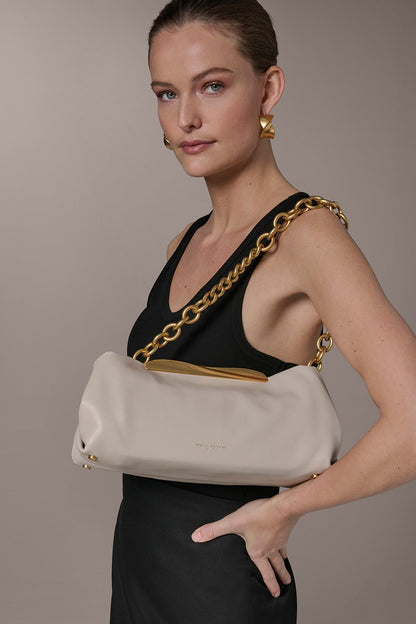 Donna Karan POPLIN LEATHER CLUTCH