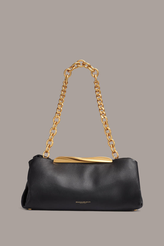 Donna Karan POPLIN LEATHER CLUTCH