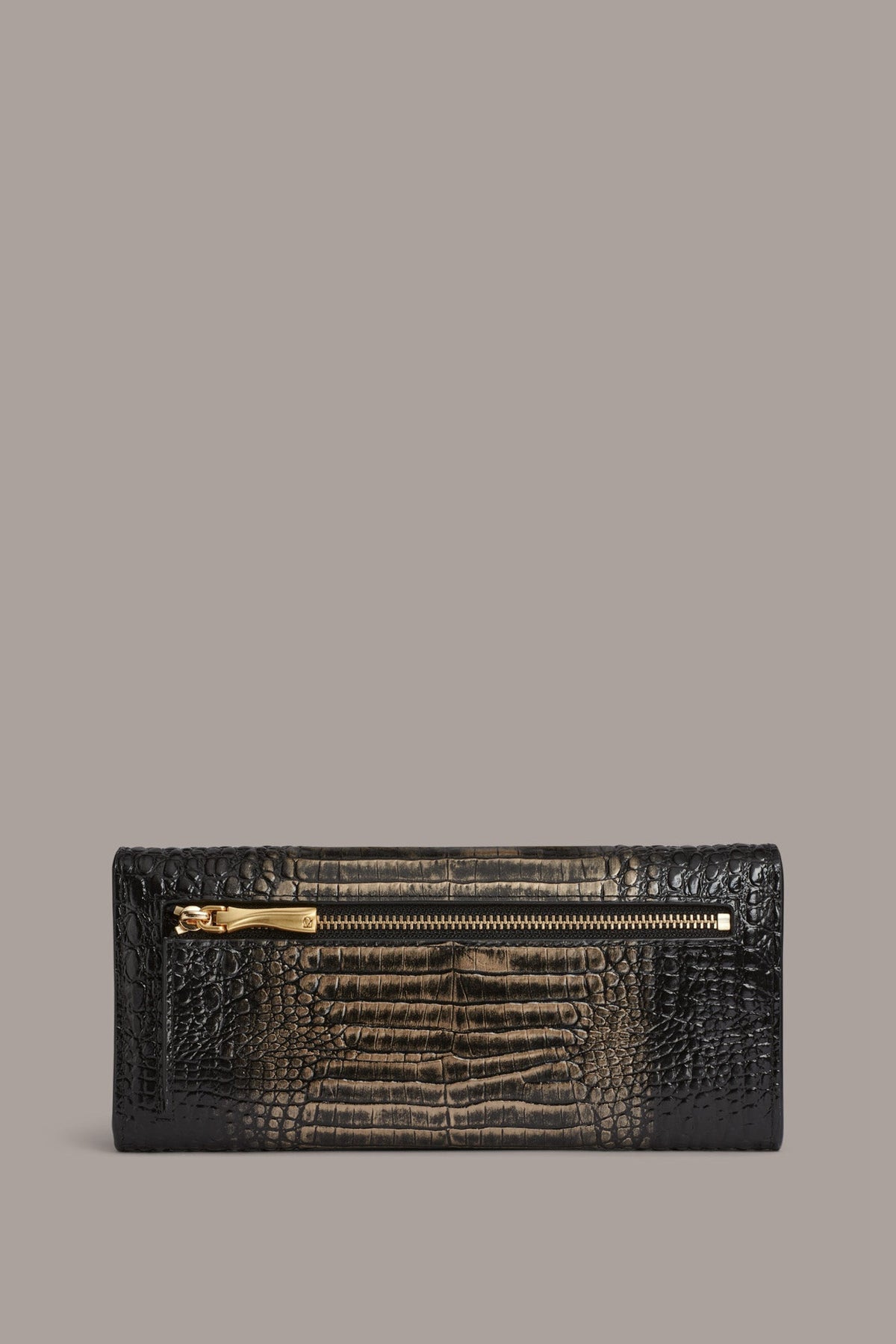 Donna Karan AMAGANSETT METALLIC CROC-EFFECT FLAP WALLET