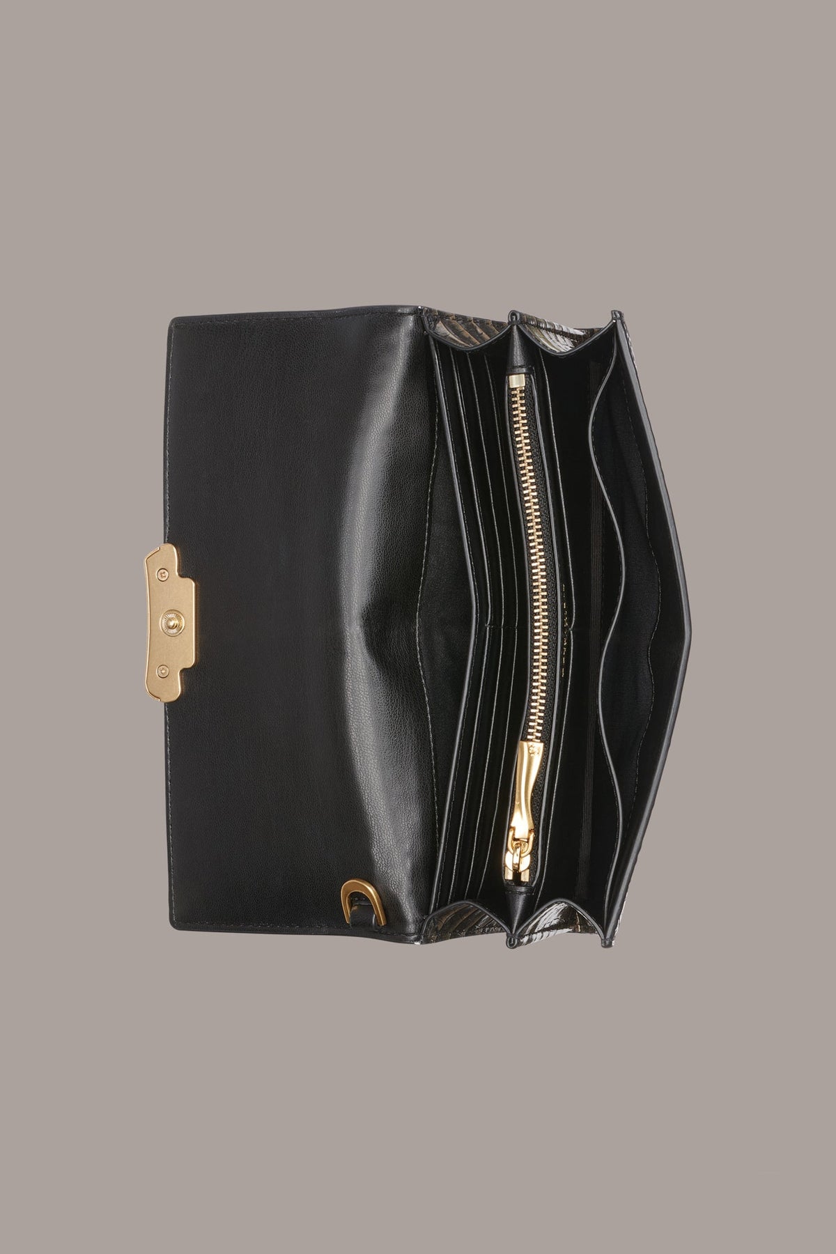 Donna Karan AMAGANSETT METALLIC CROC-EFFECT FLAP WALLET