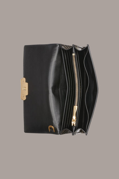 Donna Karan AMAGANSETT METALLIC CROC-EFFECT FLAP WALLET