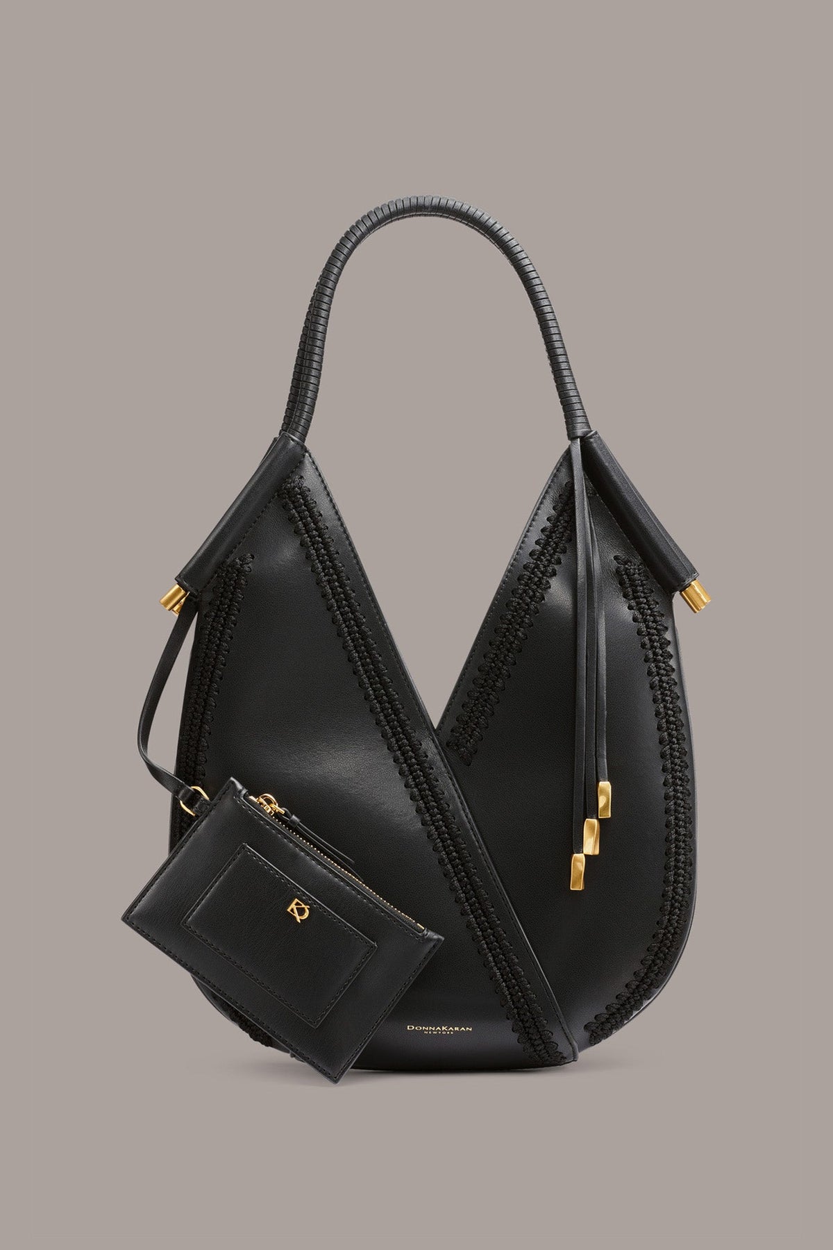 Donna Karan BALDWIN MINI CROCHET-TRIMMED SHOULDER BAG