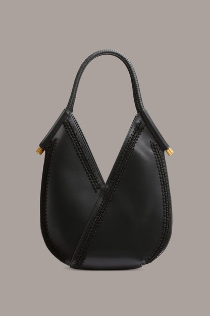 Donna Karan BALDWIN MINI CROCHET-TRIMMED SHOULDER BAG
