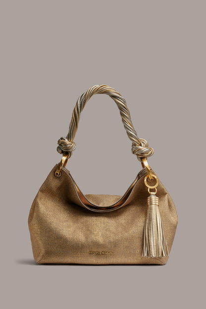 Donna Karan GLENWOOD SMALL METALLIC CANVAS SHOULDER BAG