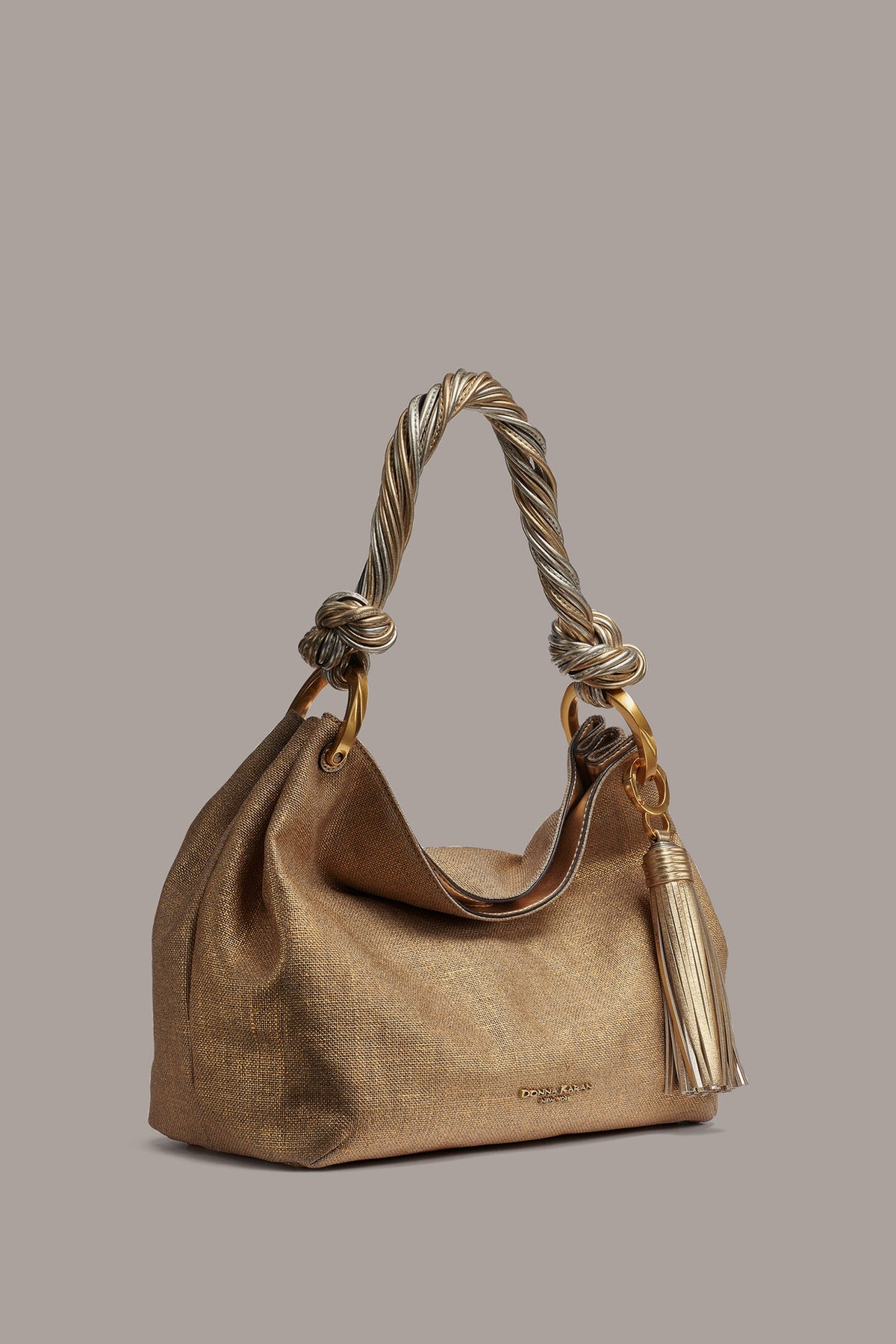 Donna Karan GLENWOOD SMALL METALLIC CANVAS SHOULDER BAG