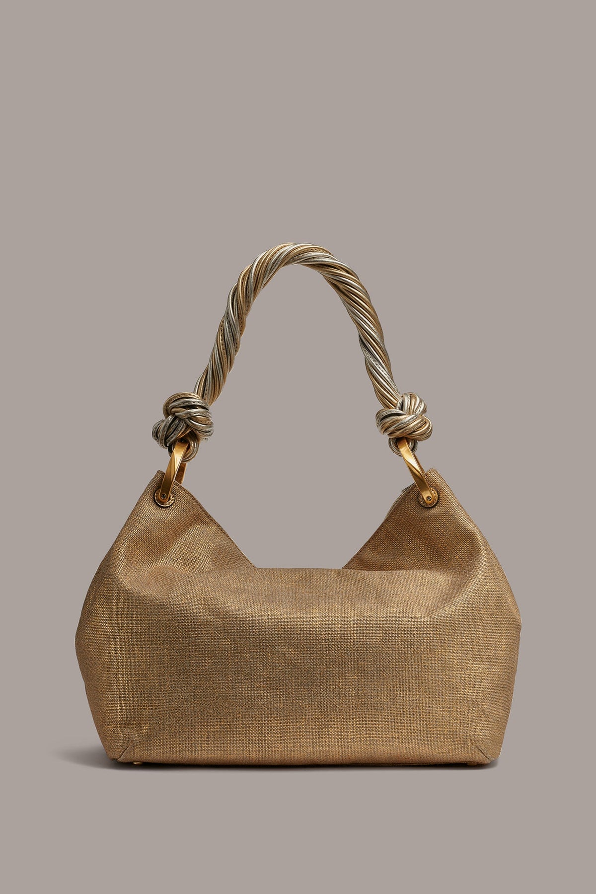 Donna Karan GLENWOOD SMALL METALLIC CANVAS SHOULDER BAG