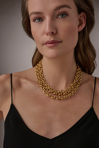 Donna Karan MULTI ROW CHAIN LINK COLLAR NECKLACE