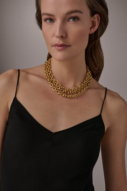 Donna Karan MULTI ROW CHAIN LINK COLLAR NECKLACE