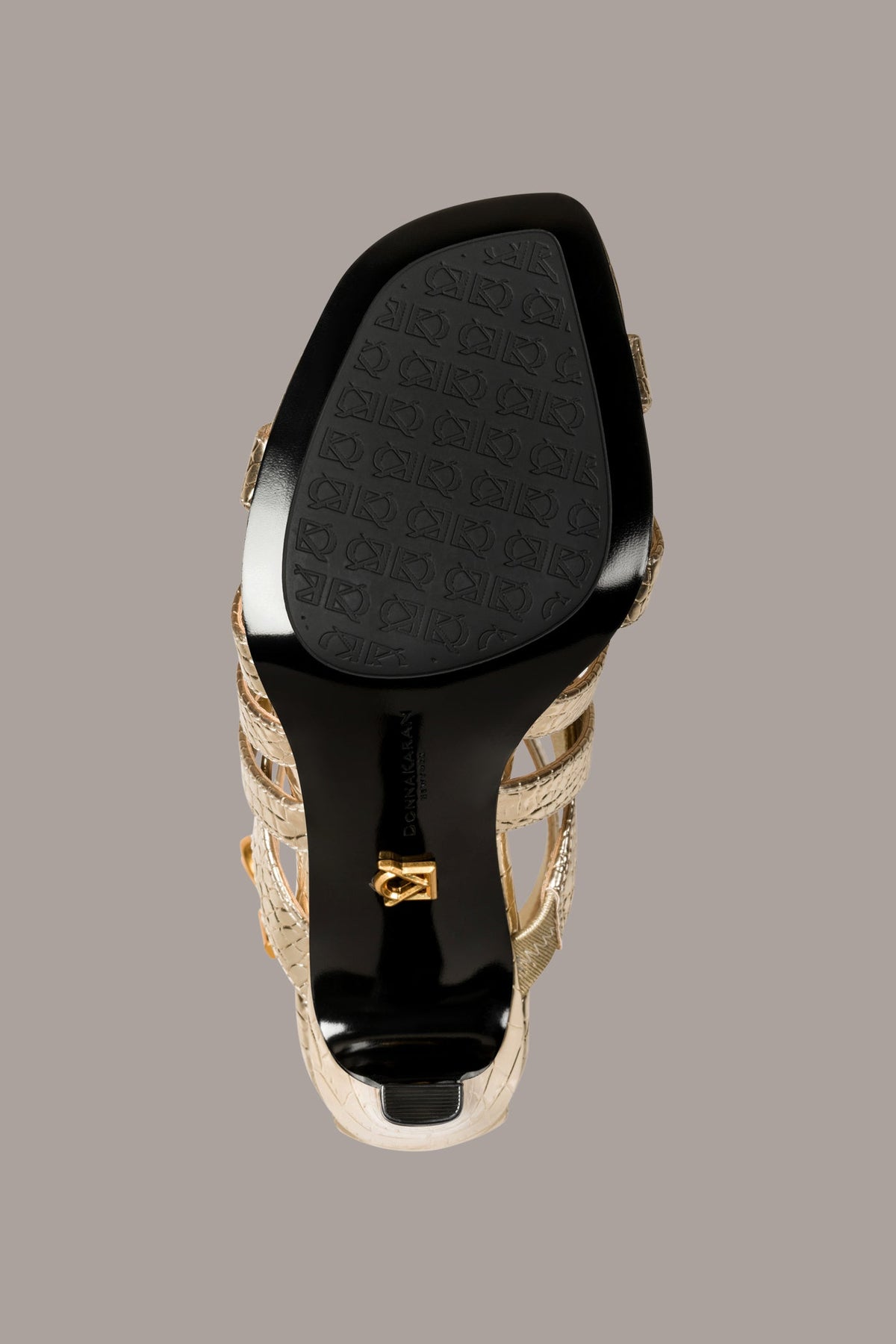 Donna Karan BRIARROSE METALLIC CROC-EFFECT ANKLE-STRAP SANDAL