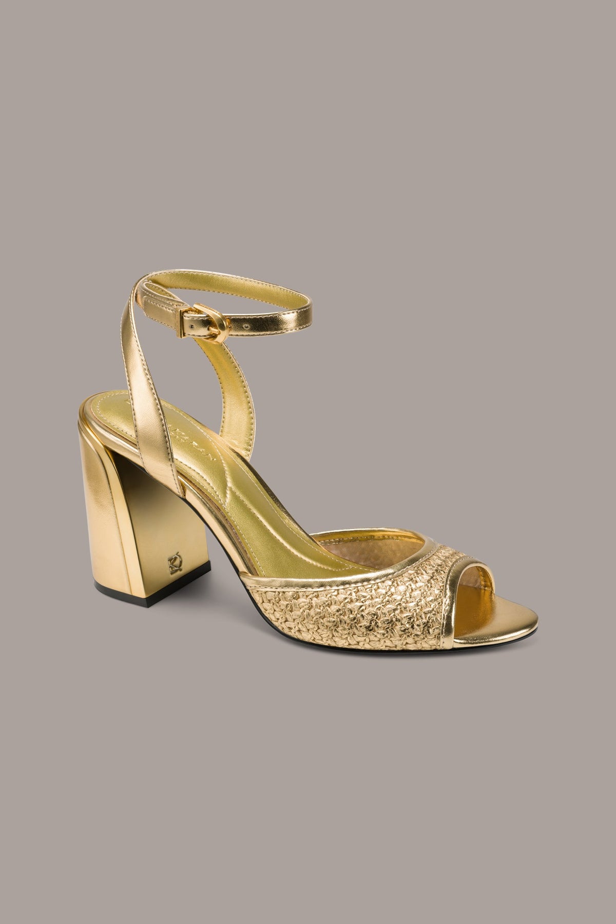 Donna Karan SINCLAIR METALLIC RAFFIA ANKLE-STRAP SANDAL