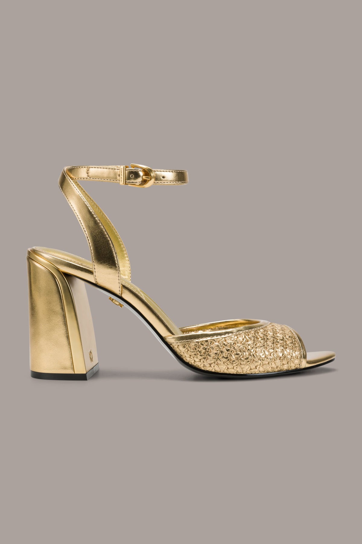 Donna Karan SINCLAIR METALLIC RAFFIA ANKLE-STRAP SANDAL