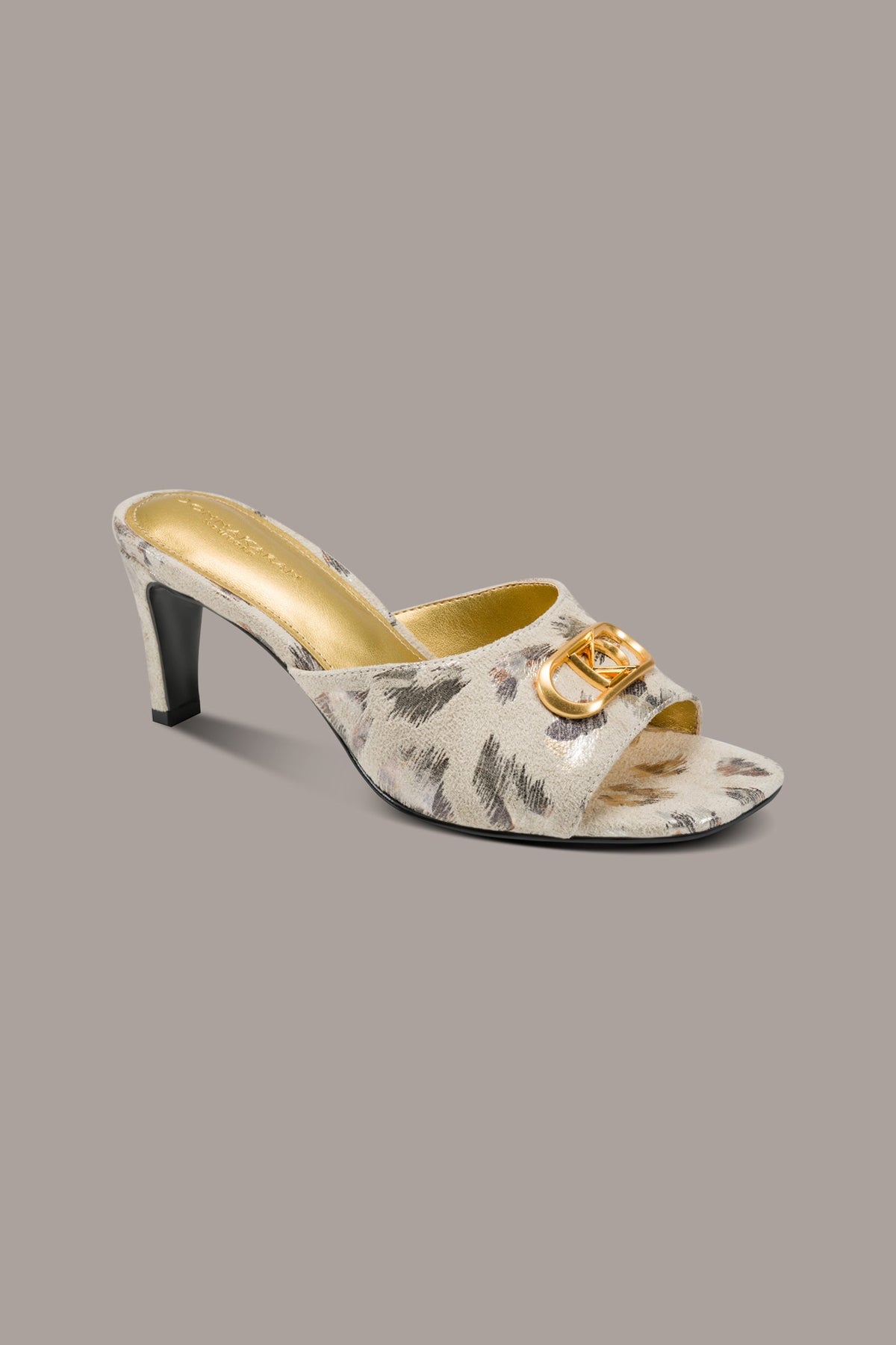 Donna Karan BYRONY METALLIC LEOPARD MULE SANDAL