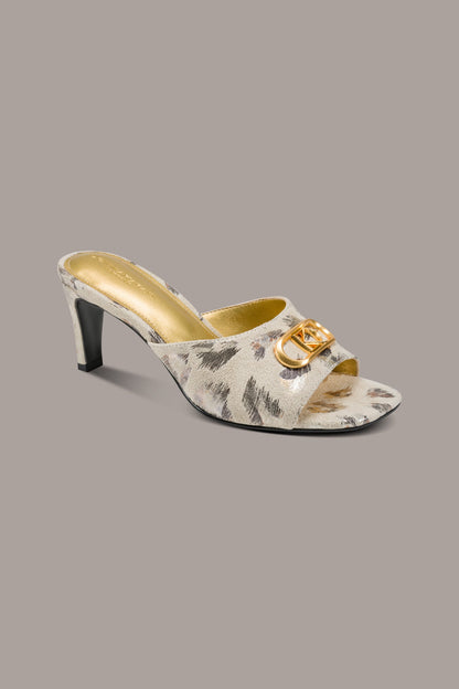 Donna Karan BYRONY METALLIC LEOPARD MULE SANDAL