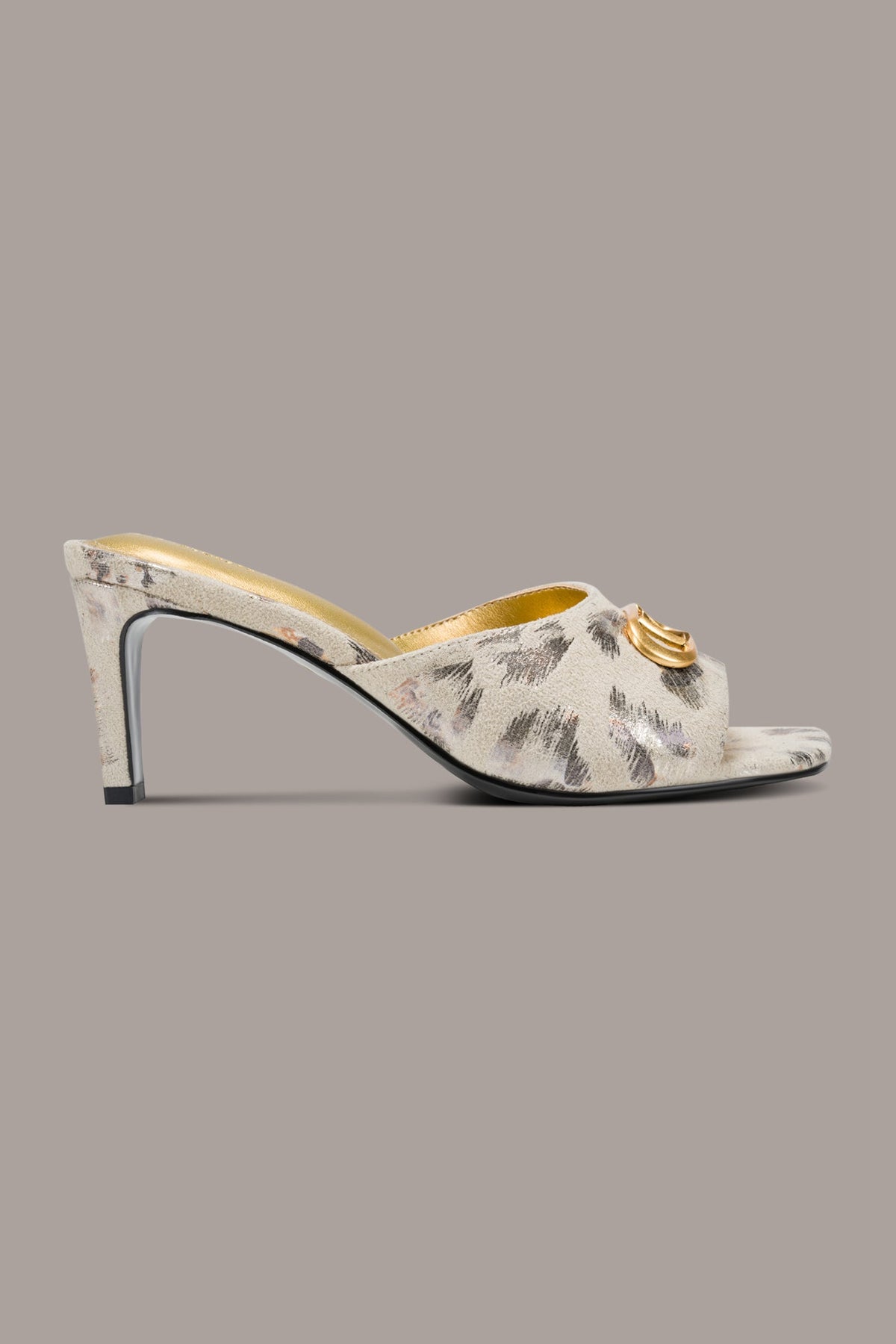 Donna Karan BYRONY METALLIC LEOPARD MULE SANDAL