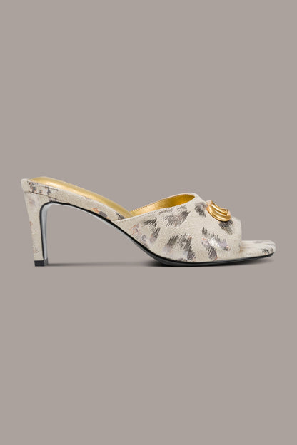Donna Karan BYRONY METALLIC LEOPARD MULE SANDAL