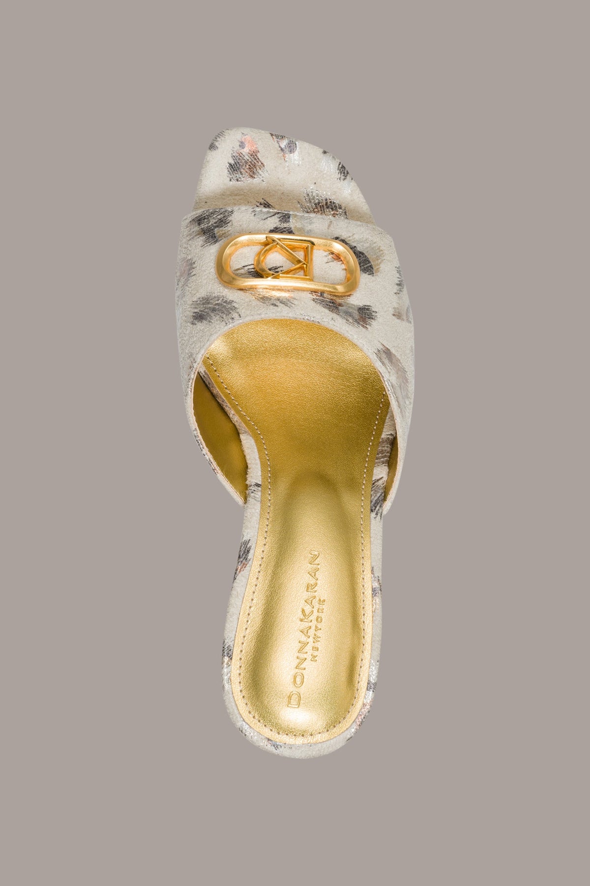 Donna Karan BYRONY METALLIC LEOPARD MULE SANDAL