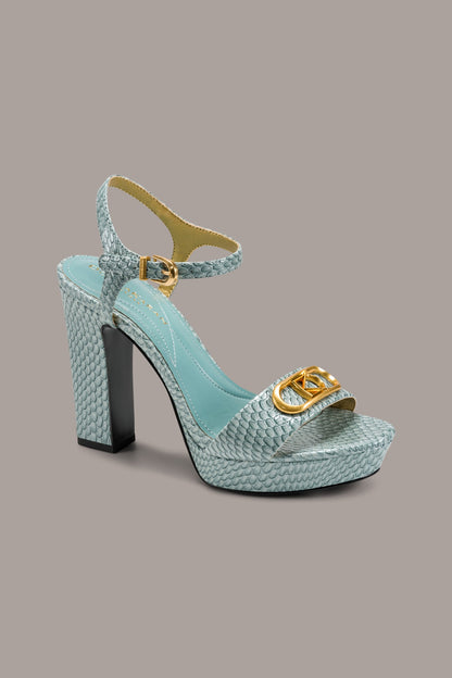 Donna Karan SHEPARD SNAKE-EFFECT LEATHER PLATFORM SANDAL