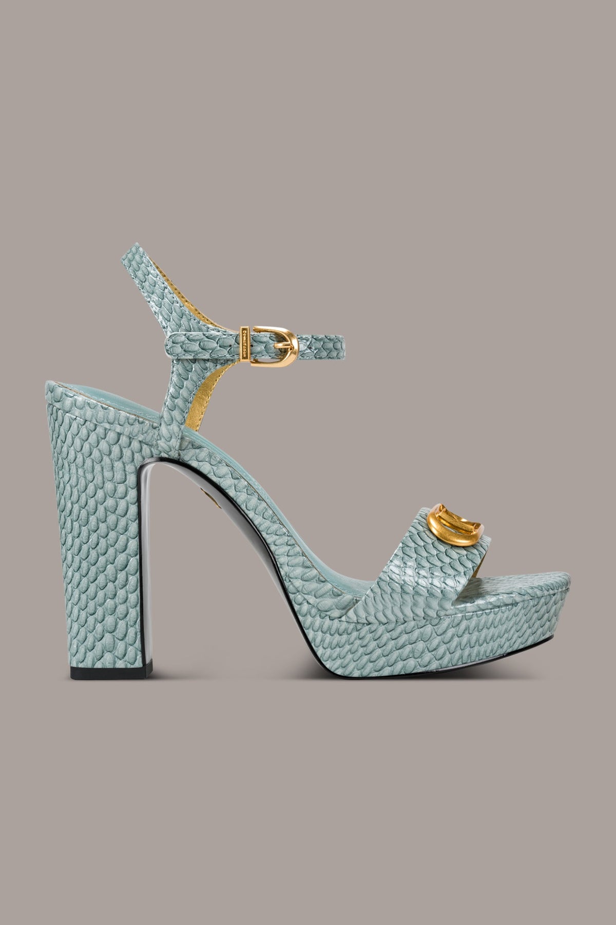 Donna Karan SHEPARD SNAKE-EFFECT LEATHER PLATFORM SANDAL