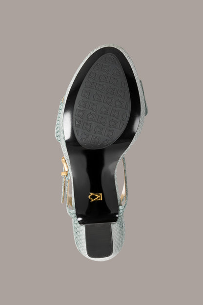 Donna Karan SHEPARD SNAKE-EFFECT LEATHER PLATFORM SANDAL