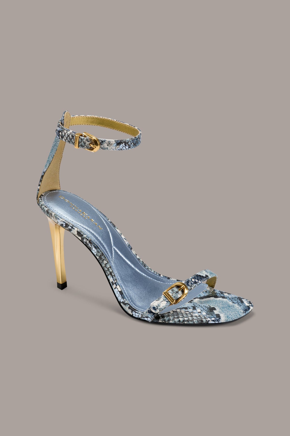 Donna Karan PRYCE SNAKE-PRINT ANKLE STRAP SANDAL