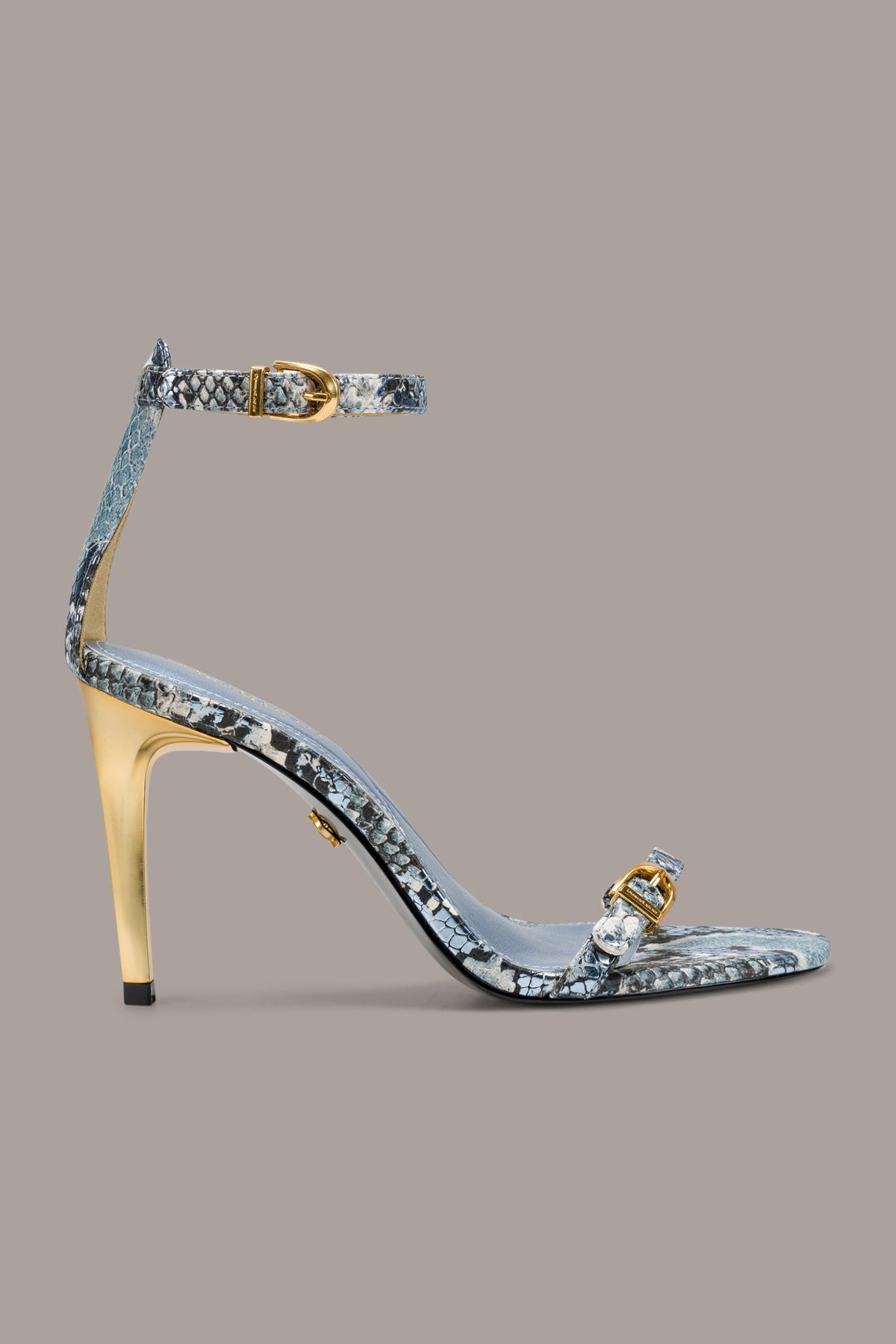 Donna Karan PRYCE SNAKE-PRINT ANKLE STRAP SANDAL