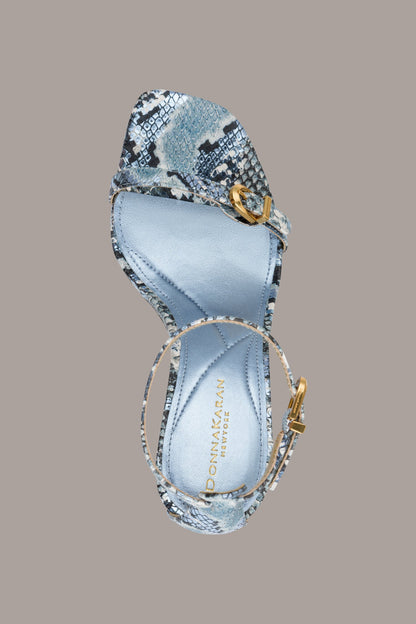 Donna Karan PRYCE SNAKE-PRINT ANKLE STRAP SANDAL