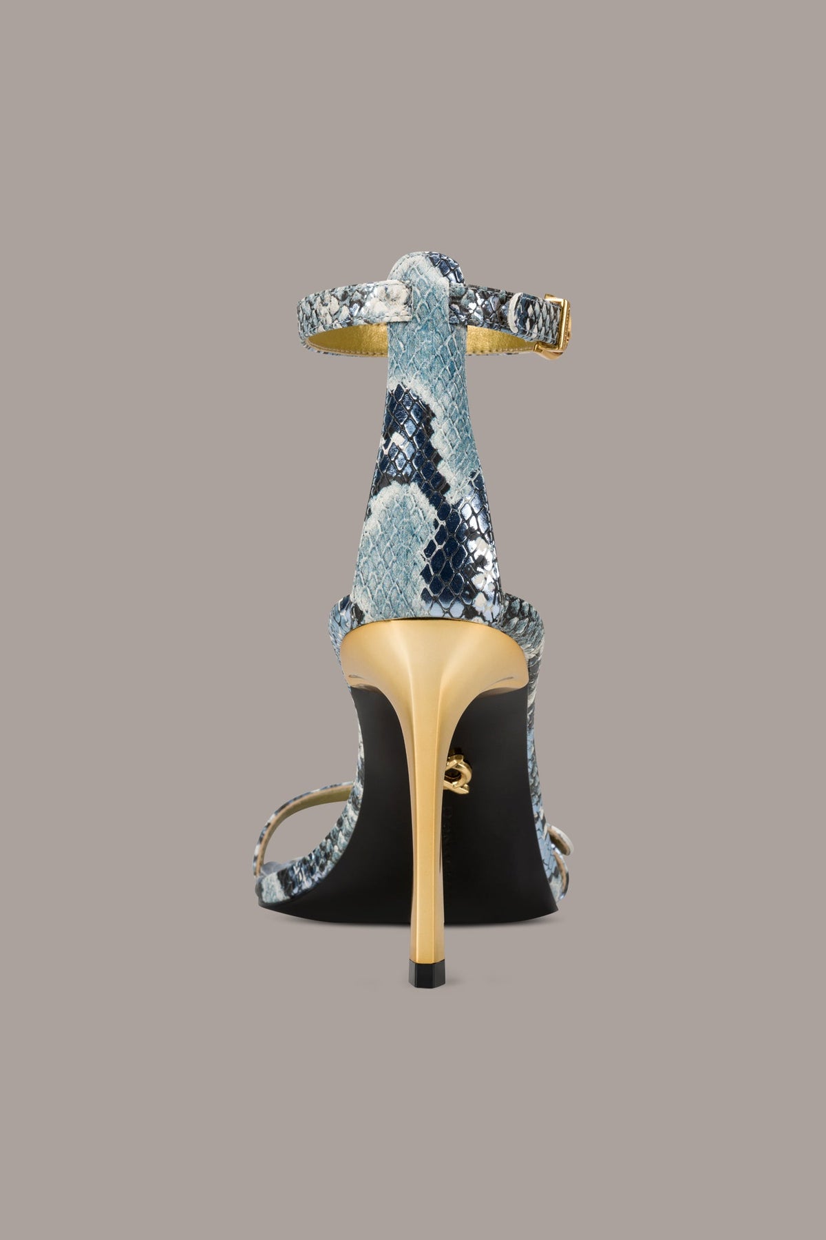 Donna Karan PRYCE SNAKE-PRINT ANKLE STRAP SANDAL