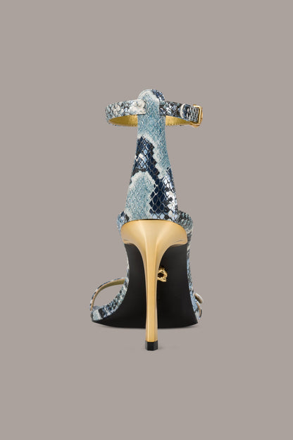 Donna Karan PRYCE SNAKE-PRINT ANKLE STRAP SANDAL