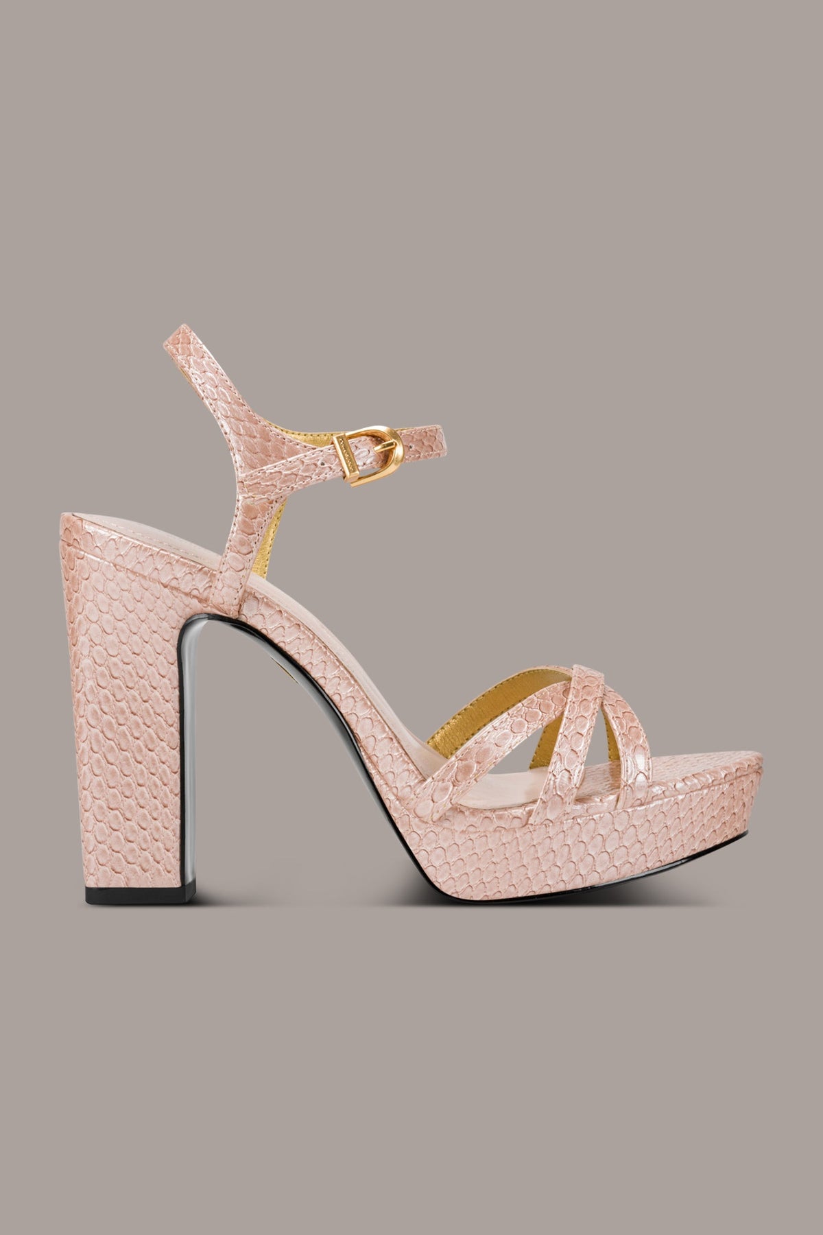 Donna Karan SPENCER METALLIC SNAKE-EFFECT PLATFORM SANDAL