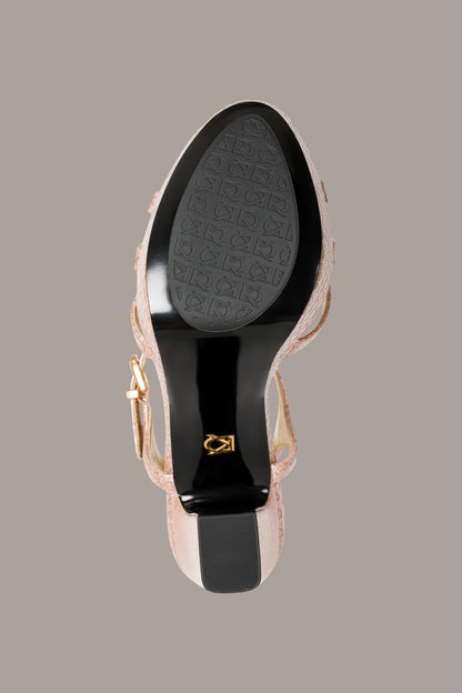 Donna Karan SPENCER METALLIC SNAKE-EFFECT PLATFORM SANDAL