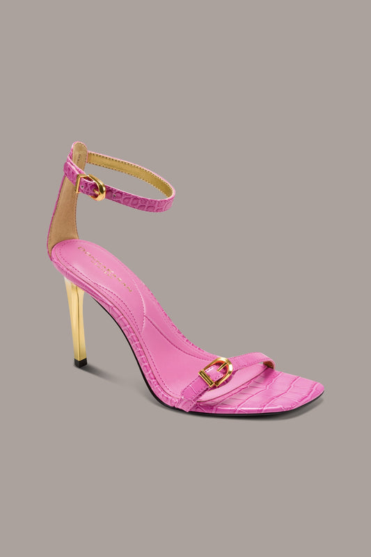 Donna Karan PRYCE CROC-EFFECT ANKLE STRAP SANDAL