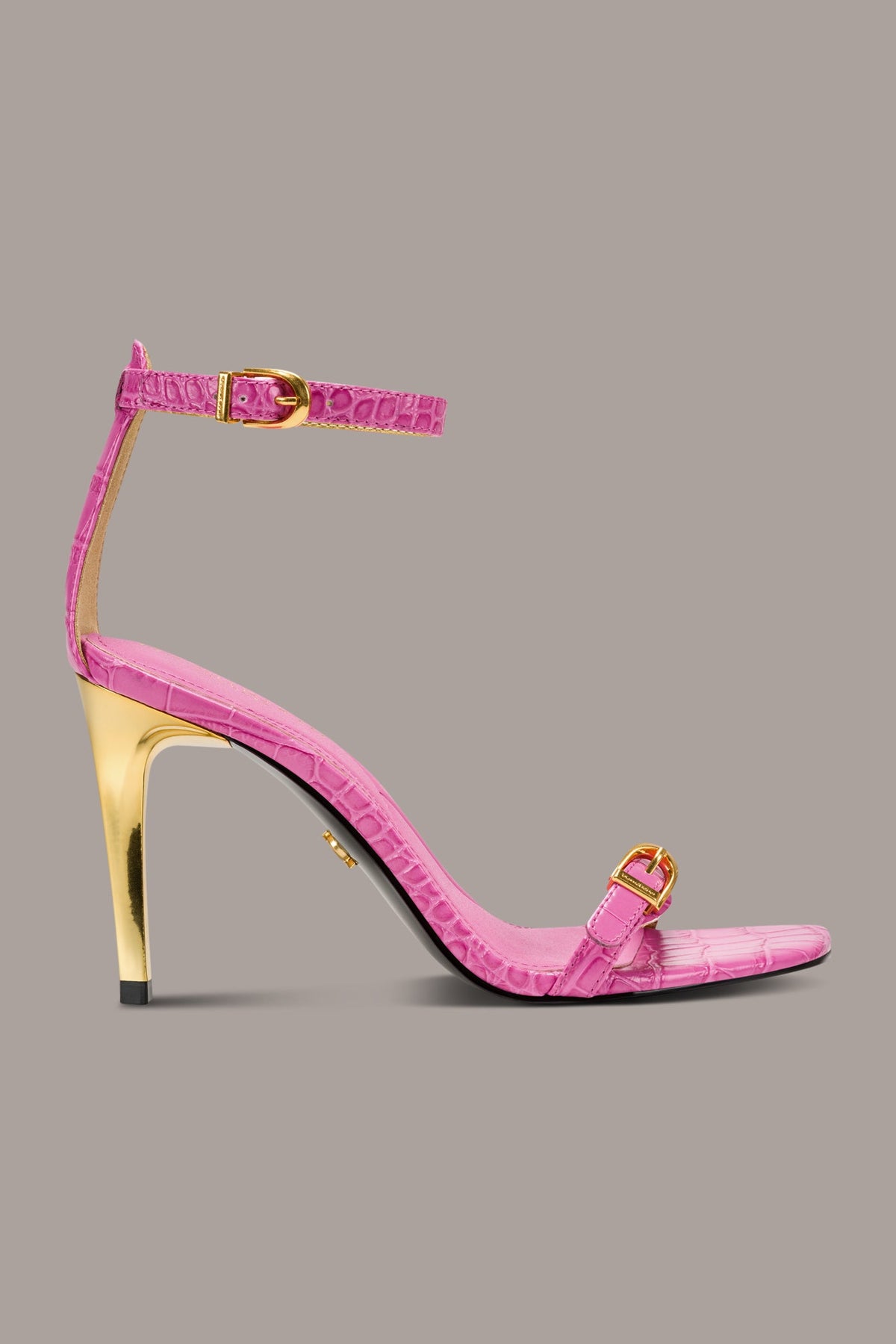 Donna Karan PRYCE CROC-EFFECT ANKLE STRAP SANDAL